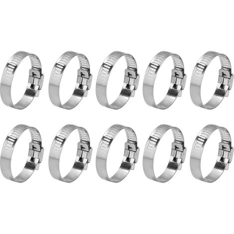 10 Stück Edelstahl-Schlauchschellen, verstellbare Schlauchklemmen, Zubehör für Schläuche mit 20-35 mm Durchmesser (1/5)