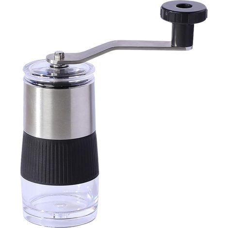 Handkurbel-Kaffeemühle, tragbare Kaffeemühle, Kegelmahlwerk, ideal für Camping, Cafés, Büros und Outdoor-Aktivitäten, silberfarben (1/4)