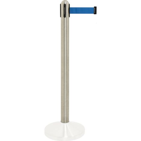 Poteau à corde rétractable bleue  en nylon - acier inoxydable - 100cm (corde210cm) (socle non inclus)       - Securit