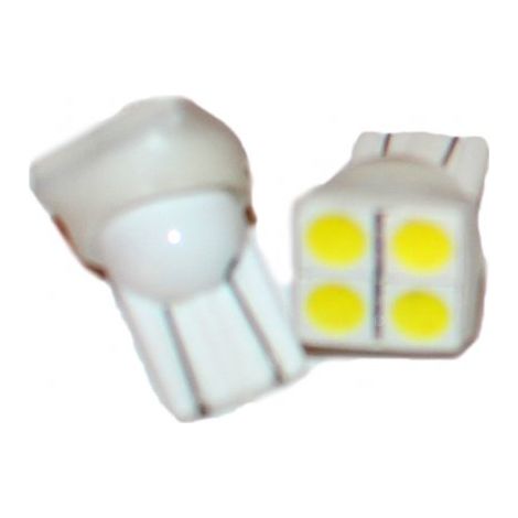 Coppia 2 Lampade Led T10 Con 4 Smd 5050 Frontale Colore Bianco Freddo 6000K 12V 0,5W