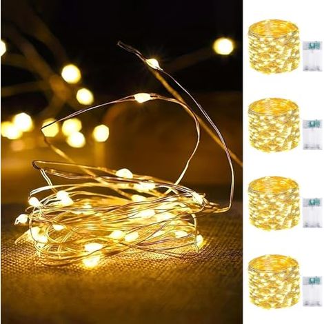 Guirlande Lumineuse à Piles - 50 LED - 5 m - Étanche - Minuterie 6H - Découpable - Pour Intérieur Extérieur - Lot de 4 (1/5)