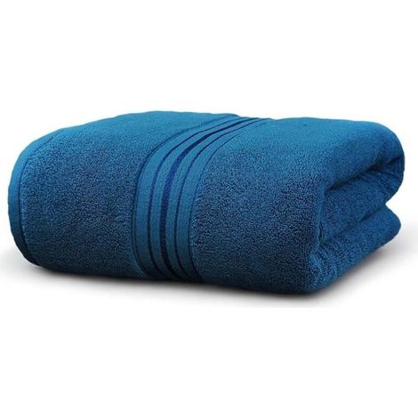 Serviette de bain extra-large, ultra douce et absorbante, bleu foncé, 140 x 70 cm