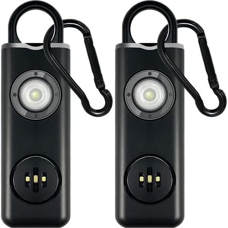 Alarme personnelle, alarme de poche rechargeable, 130 dB, porte-clés de sécurité, signal clignotant LED, sirène d'urgence - 2 pièces (1/5)