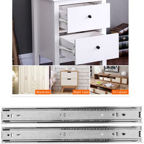 1 paire de coulisses à billes en acier 20 pouces pour tiroir armoire cuisine chambre blanc (1/5)