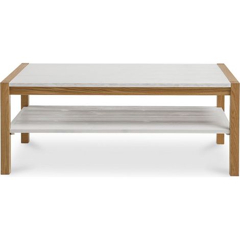 Tavolino da caffè in stile scandinavo Bianco - Legno di pino, Quercia solida, Compensato, Legno