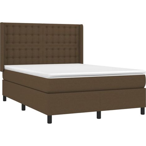Letto a Molle Materasso e LED MarroneScuro 140x190cm in Tessuto vidaXL (1/5)