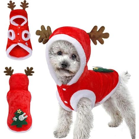 1 Déguisement de Noël à capuche pour chiens et chats - Taille M - Déguisements de Noël pour chiens ou chats - Déguisements de Noël pour animaux (1/5)