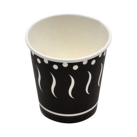 Gobelet en carton noir décoré 90 ml - 1000 unités - Betik