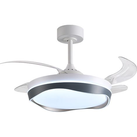 Ventilator dc almati weiß-silber, 4 einziehbare Flügel, 72w led 300040006000k, h.35xd.108/50cm