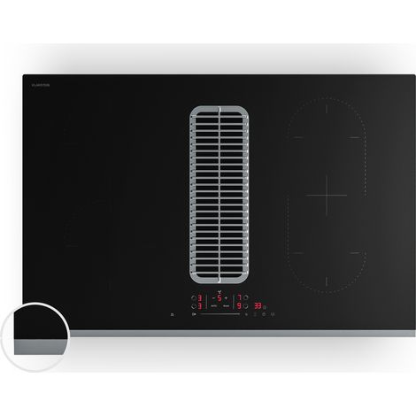 Klarstein Verosteel Plaque Induction Avec Hotte Intégrée - 80cm, 4 Zones, 7400W, Curseur Tactile, Minuterie, Détection Casseroles, Verre Noir, Sécurité Enfant, Plaque Cuisson Hotte Intégrée