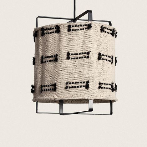Lampada a Sospensione Metallo e Cotone Sioux Beige