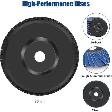 Disque à Lamelles, Lot de10 Disque Lamelles 76MM Abrasif Meuleuse Grain, Disques à Lamelles de Qualité Professionnelle Grain 40/60/80/120, Disque de Ponçage à Compartiments pour Meuleuse