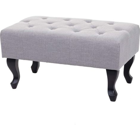 Ottomane Chesterfield, tabouret, repose-pieds, tissu hydrofuge 39x77x47cm, gris