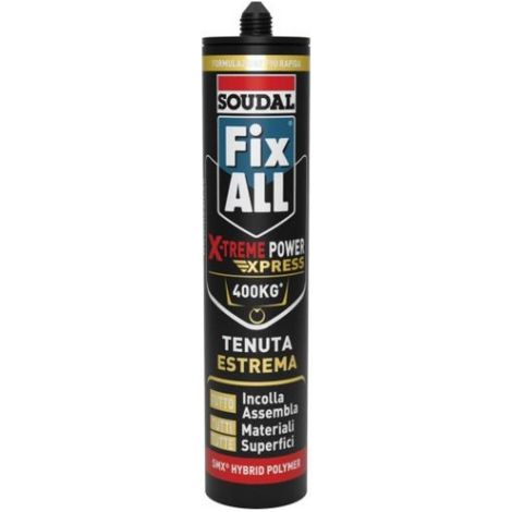 Colle mastic cartouche Soudal fix all extreme power express 280 ml pour collage de mate'riaux lourds jusqu'a' 400kg/m2 colle a' se'chage rapide