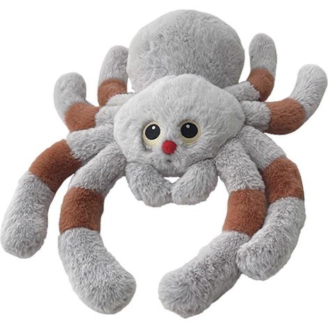 Peluche araignée 30/50 cm, douce, grise, grands yeux, nez rouge, coussin en coton PP, cadeau idéal pour Halloween ou Noël. (1/5)