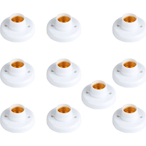 10pcs Wall Mount E27 Round Thread Lamp Holder Conversion Adapter