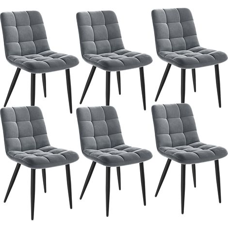 Lot de 6 Chaises de salle à manger - Chaise pour cuisine salon café -Pieds en métal - Dossier Assise rembourrée - 44x54x85 cm