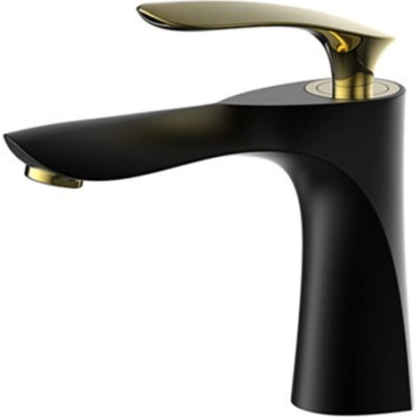 Bassin de la Salle de Bain Robinets Gold Evier Mélangeur Toup Toup Chaude Cold Simple Poignée Monté à la Pont de la Pont de la Pont Eau Robot Rose Rose Or/Noir(Light Grey) (1/5)
