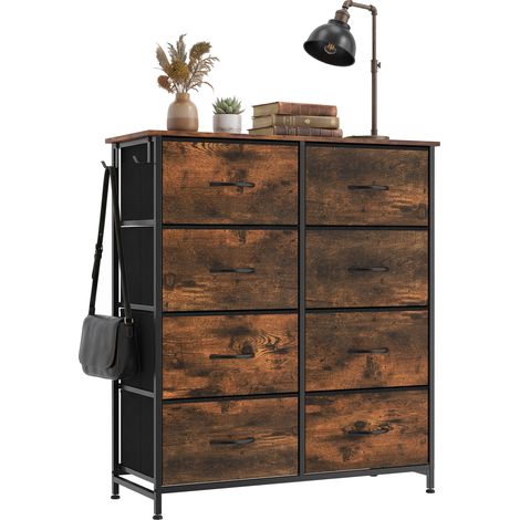 HOMCOM Chest of Drawers for Bedroom, 8 Fabric Drawers, Rustic Brown (1/5)