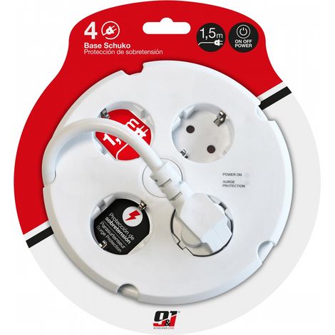 ORION91 Pack x2 Regleta enchufe / Base 4 enchufes / tomas Schuko Protección contra sobretensiones Con botón interruptor 1,5m - SpazioLuzio - Pack x2 (1/4)