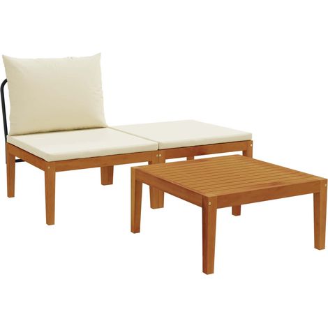 3 pcs Garten Lounge Set mit Kissen Massives Akazienholz & Seil vidaXL (1/5)