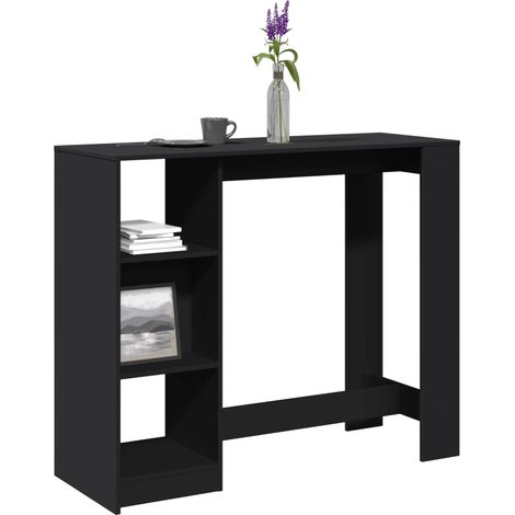 Bartisch mit Regal Schwarz 124x46x103,5 cm Holzwerkstoff