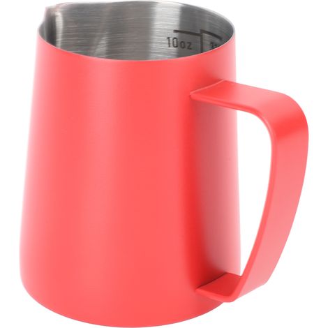 Pot à lait à bec verseur pointu, 310 ml, acier inoxydable 304, gradué à l'intérieur, rouge (1/5)
