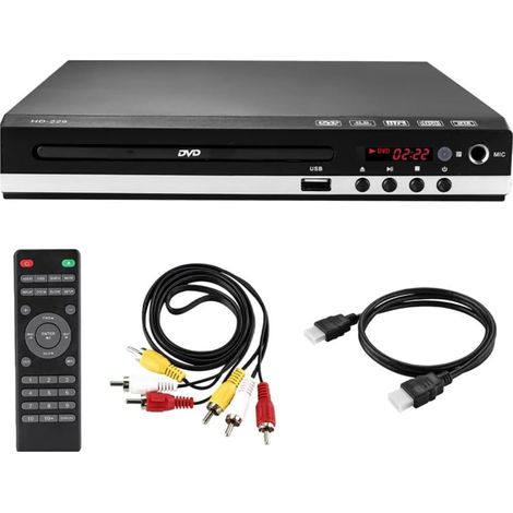 Reproductor de DVD para TV, mini reproductor de CD/DVD, todas las regiones, con salida HDMI 1080P/AV, Dolby Digital, conexión USB