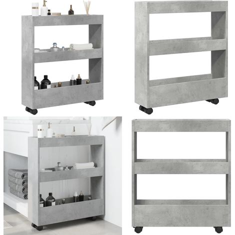 vidaXL Chariot de rangement étroit 3 niveaux gris béton (1/5)