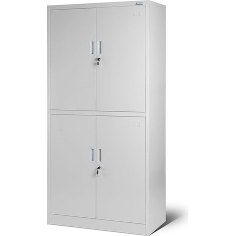 Büroschrank C004 Aktenschrank mit 2 Abteilen abschließbar Stahlblech Flügeltüren Pulverbeschichtung 185 cm x 90 cm x 40 cm (Grau) (1/5)