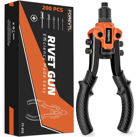 Pince à riveter 26 cm avec levier renforcé – Riveteuse manuelle 5en1 pour rivets aveugles Ø 2,4–6,4 mm – Inclus : 200 rivets (1/5)