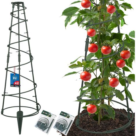 KOTARBAU® Lot de 2 Tuteur Tomate, Treillis Plante Grimpante Exterieur ⌀ 25 cm, PVC, Tuteur Plante, Treillis de Jardin, Support Tomates Potager, Treillis Concombre, Vert (1/5)