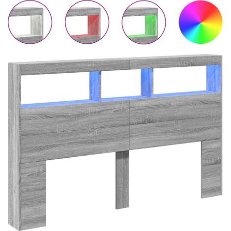 Maison Exclusive - Armoire tête de lit avec LED sonoma gris 160x17x102 cm (1/5)