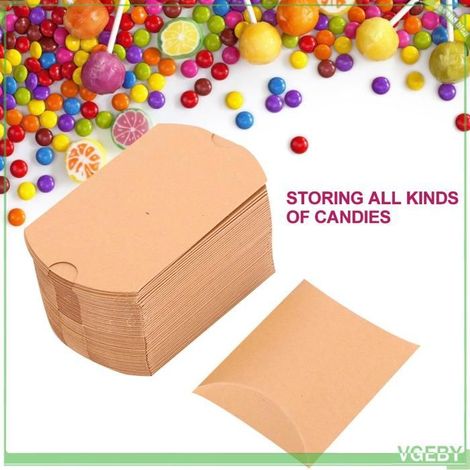 Boîte à bonbons - FAFEICY - Oreiller - Papier - Marron - Lot de 50 - 9x6x2,5 cm (1/5)