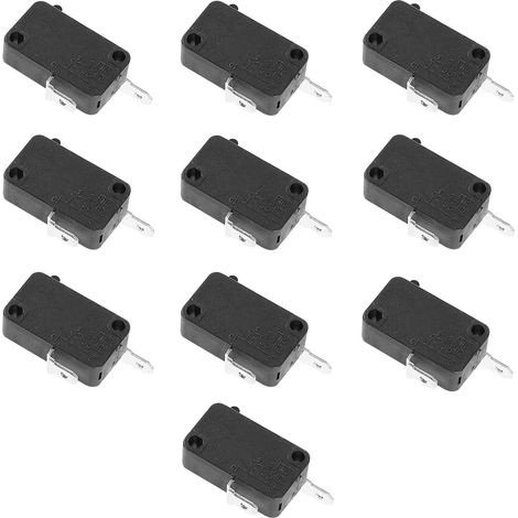 Interrupteur à Position 16a 10 Pièces en Abs Noir pour Micro-ondes  2 Broches, Usage Micro-congélateur et Machine à Laver, Montage Simple, Format Léger (1/5)