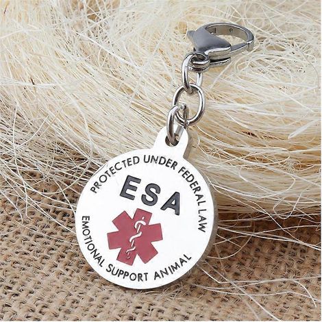 1 médaille d'identification pour chien d'assistance, double face, conforme aux normes fédérales, avec symbole d'alerte médicale rouge. Se fixe facilement au collier, au harnais, au gilet. (1/5)