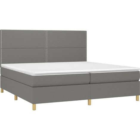 Struttura letto LED con testiera boxspring materasso 200x200 cm tessuto grigio scuro TDL0208286