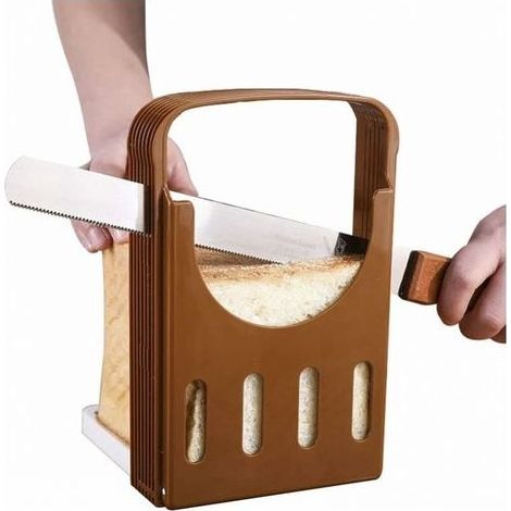 Trancheuse à Pain,trancheuse à Pain grillé Coupe-Pain réglable à 4 épaisseurs Machine à Trancher Couteau Trancheur Pain Trancheuse de pain Pliant Réglable (1/5)