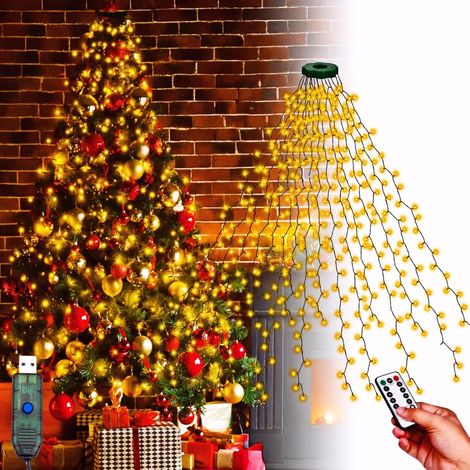 2M Guirlande Lumineuse, 280 LEDs 8 Modes Arbre Noel avec Télécommande, Guirlande Lumineuse Sapin de Noël, Étanche IP44 pour Décoration de Noël en Plein Air, Fête, Mariage, Jardin (chaudes, 2M) (1/5)