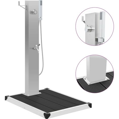 Douche d'extérieur avec receveur de douche WPC Acier inoxydable