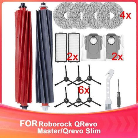 Kit d'accessoires pour aspirateur robot Roborock Qrevo Master/Qrevo Slim : brosse rotative principale, brosse latérale