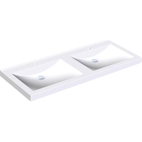 KWC AR Doppelwaschtisch, QUADRO, MIRANIT,  1400x125x530 mm, Mulden re-eckig