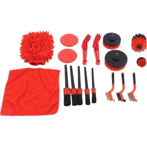 Kit d'outils de nettoyage de voiture avec brosse de détail pour roues, tableau de bord, bouches d'aération intérieures et extérieures