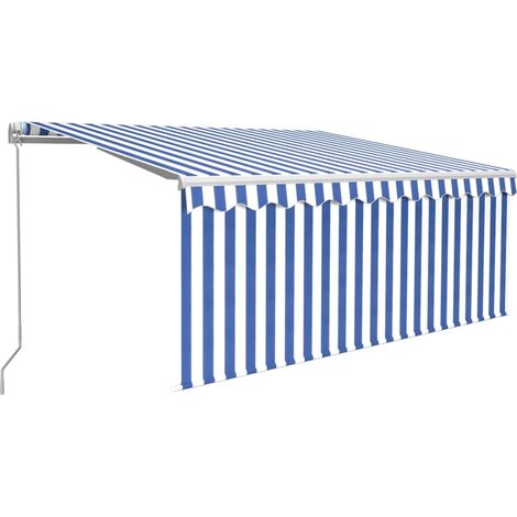 Maison Exclusive - Tenda Sole Retrattile Manuale con Parasole 3,5x2,5 m Blu Bianco