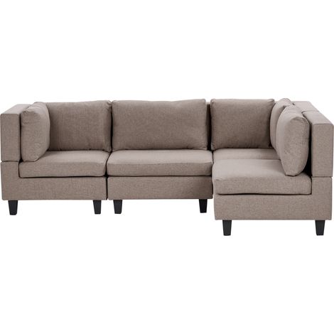Sofá modular moderno 4 plazas tapizado tela patas negras respaldo acolchado izquierdo marrón Unstad