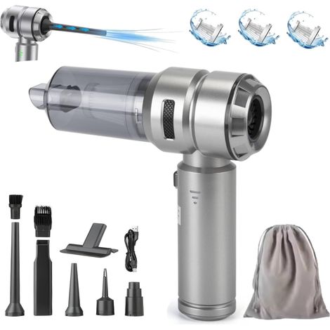 Aspirateur Maison & Bureau Sans Fil 4-en-1 18000Pa, Soufflage & Gonflage Voiture, Mini, 3 Filtres HEPA, Housse, Rechargeable (1/5)