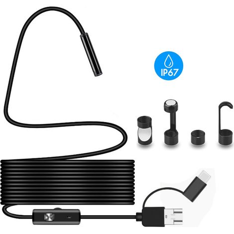 (10M)Endoscopique Caméra d'inspection de,3 en 1 USB Camera Endoscopique, Endoscopique Type C de portée avec LED pour Android et iOS, (1/5)
