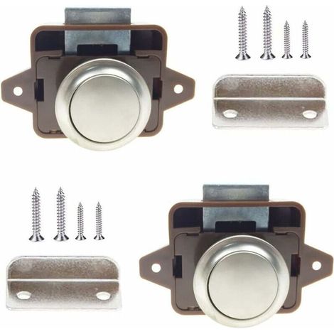 Druckknopfriegel mit Verriegelung, 2 Stück, schlüssellose Verriegelung, mit Schrauben, für Yachten, Wohnmobil-Wandschränke, Schubladen, Bootstische (Mar