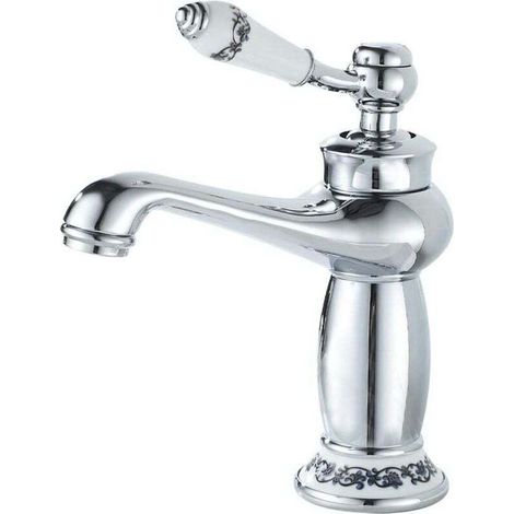 Bathroom faucet, chrome single-handle bathroom mixer tap, for washbasin or sink, washbasin mixer tap