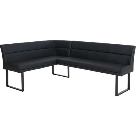 [NON UTILIZZATO] Panca angolare HHG-894, sala da pranzo, ecopelle metallo 158 x 209 cm, nero (1/5)